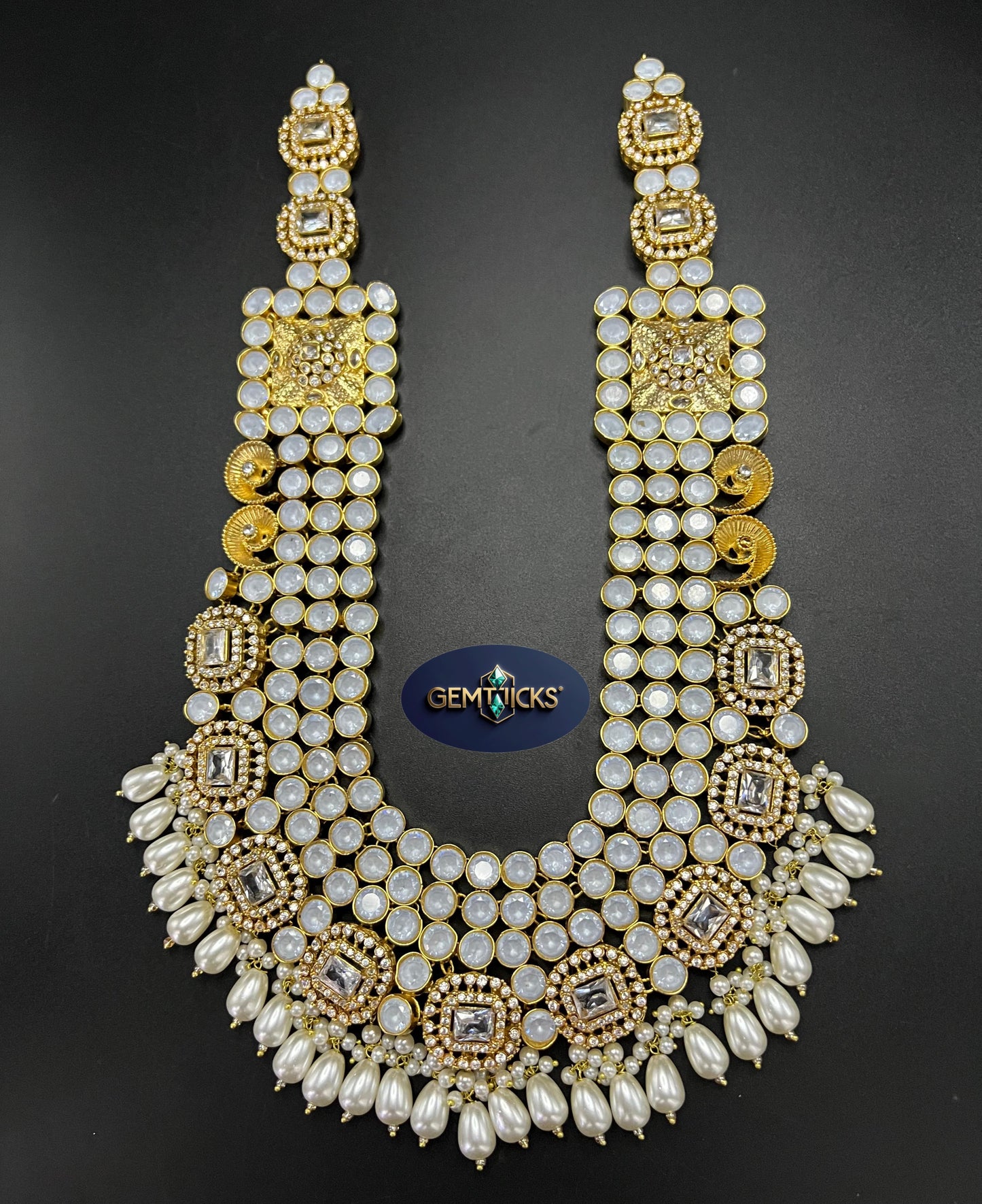 Ruby Red & White Kundan Bridal Necklace Set – Traditional Jewellery Pakistan