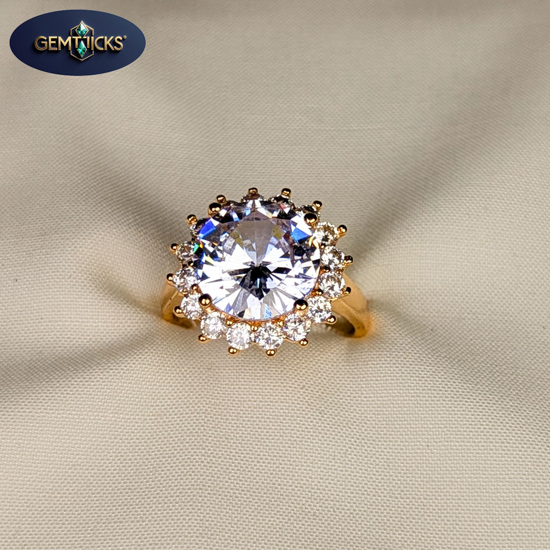 Red Stone Round Ring – Golden Adjustable Ladies Ring