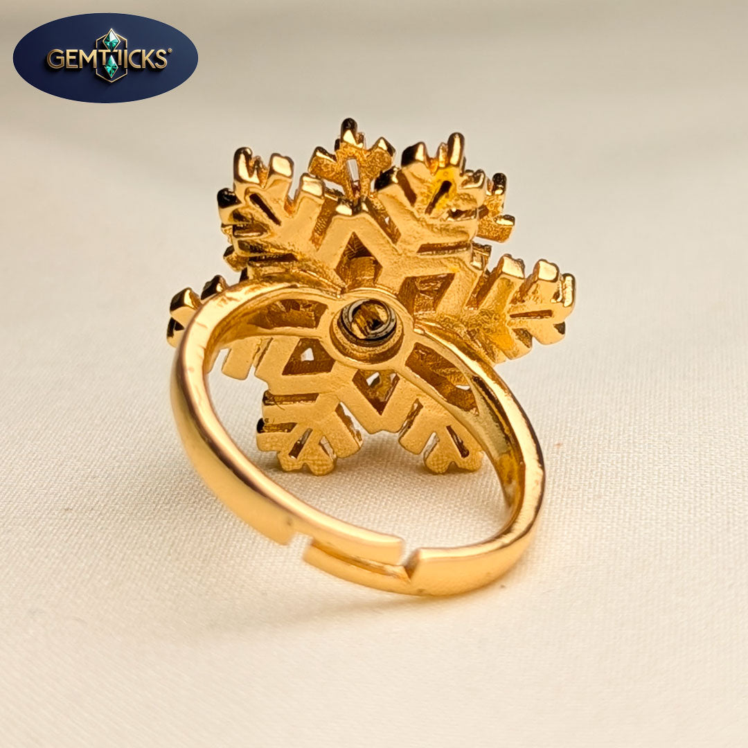 Rotating Snowflake Style Golden AD Ring (Adjustable)