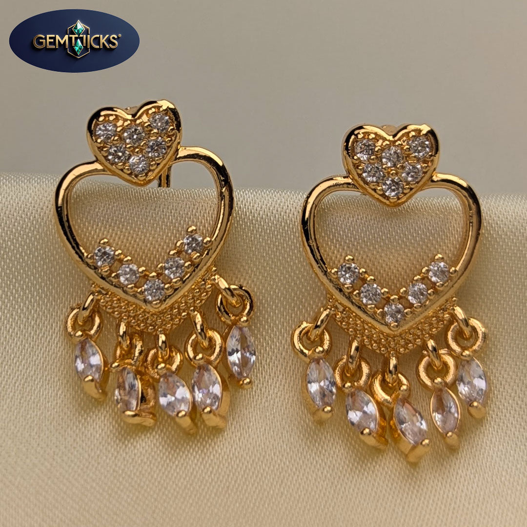 Golden Heart Drop Earrings – Artificial Fancy Design