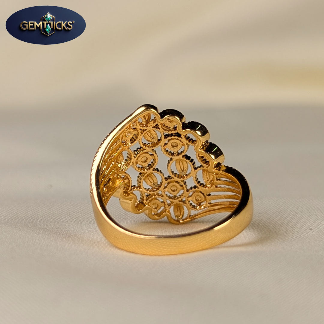 Gold platted Honeycomb Pattern Ring – GemTicks Exclusive