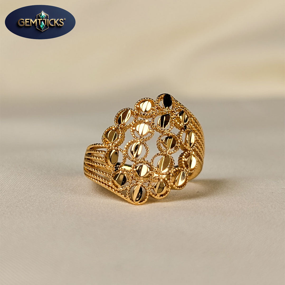 Gold platted Honeycomb Pattern Ring – GemTicks Exclusive