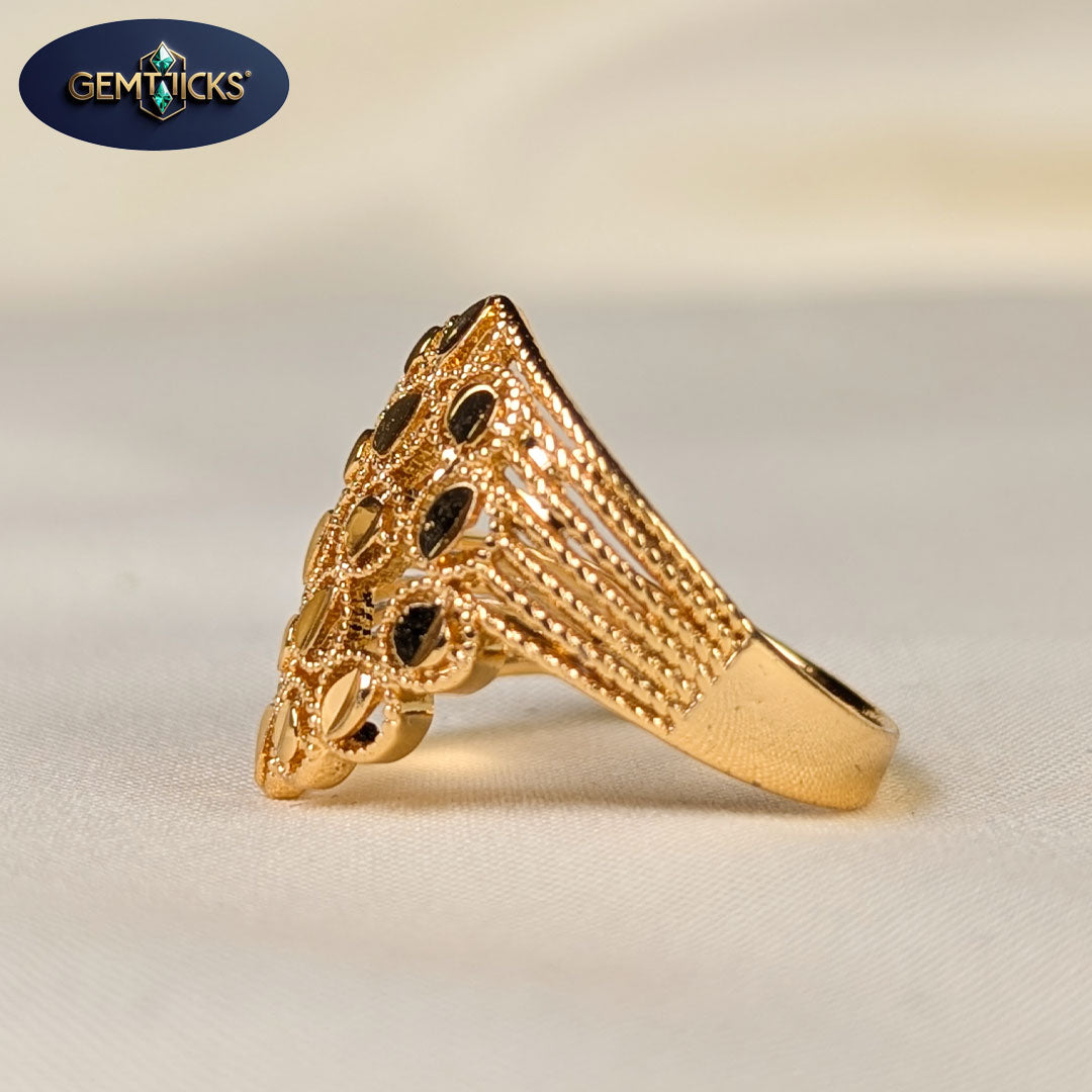 Gold platted Honeycomb Pattern Ring – GemTicks Exclusive