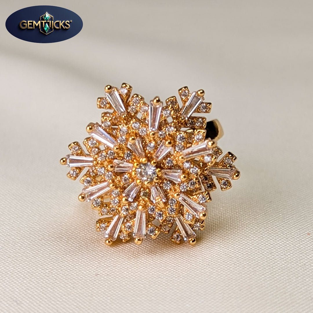 Rotating Snowflake Style Golden AD Ring (Adjustable)