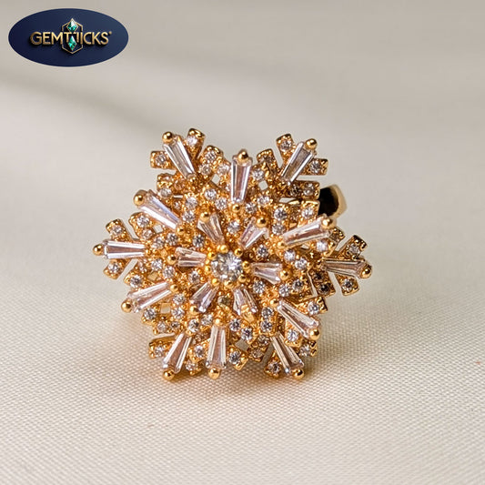 Rotating Snowflake Style Golden AD Ring (Adjustable)